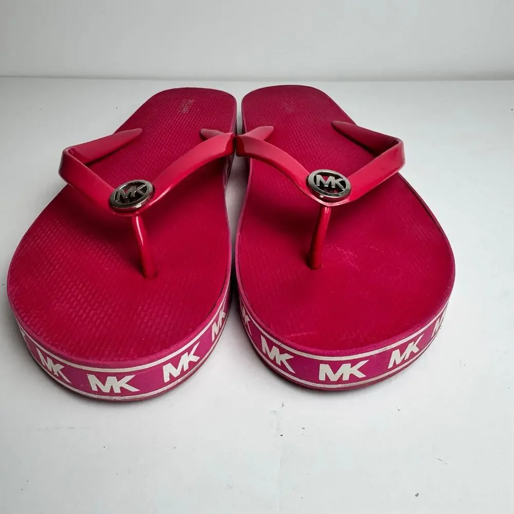 Michael Kors MK Pink Platform Flip Flops Rubber Thong Sandals Women’s No Size